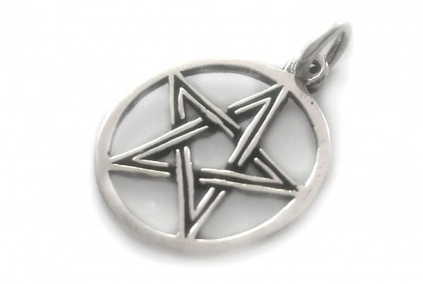 Amulett, Anhänger 'Pentagramm im Kreis' aus Silber 925 - Mittelalter, Larp, Fantasy Schmuck