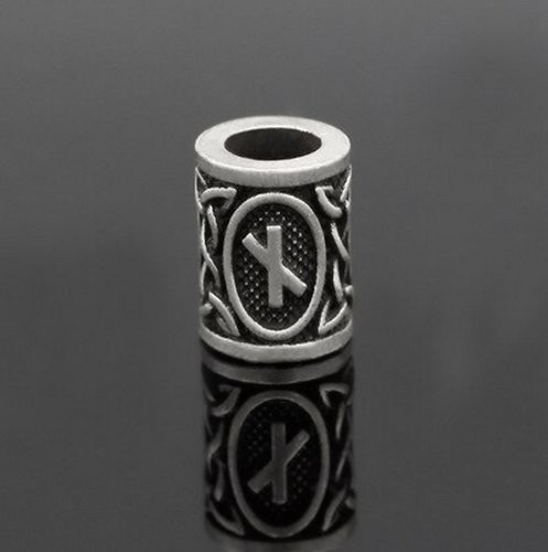 Runen-Perle "Naudiz" - 6 mm Loch - Bartschmuck