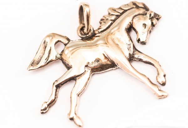 Amulett, Anhänger 'Goldenes Pferd' aus Bronze - Mittelalter, Larp, Fantasy Schmuck