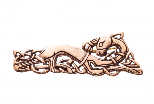 Fibel Brosche 'Keltisches Krafttier' aus Bronze - Mittelalter, Larp, Fantasy Schmuck