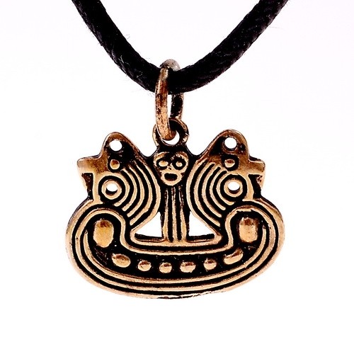 Schiff-Anhänger Bornholm klein Amulett Bronze - Replik Nachbildung nach Originalfund