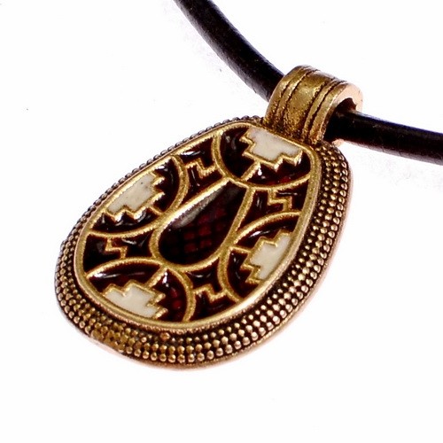Cloisonné Amulett der Merowingerzeit - Bronze Anhänger Replik