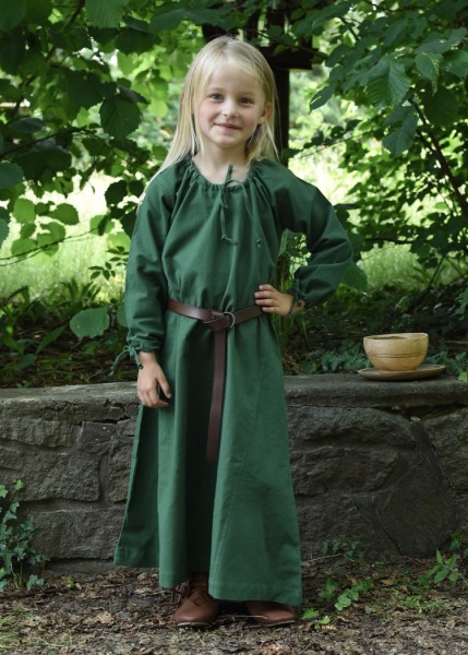 Kinder Mittelalterkleid Ana grün100% Baumwolle - Gewand für Mittelalter, Larp und Reenactment