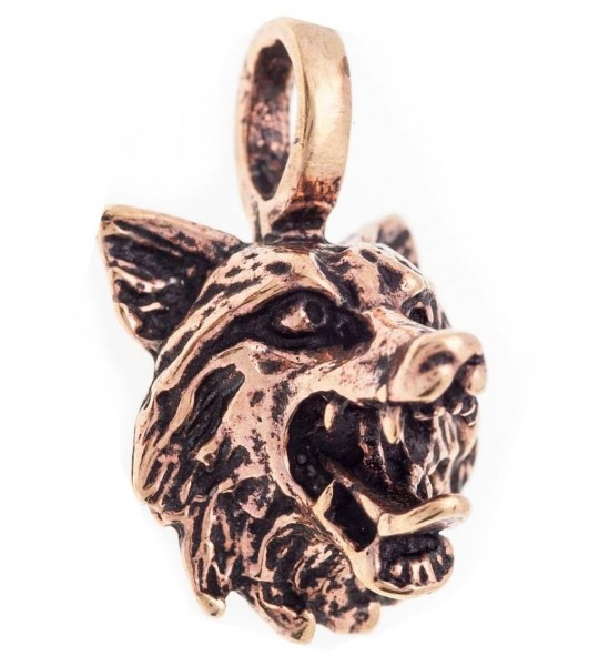 Amulett, Anhänger 'Yukon - Wolfsknopf' aus Bronze - Mittelalter, Larp, Fantasy Schmuck
