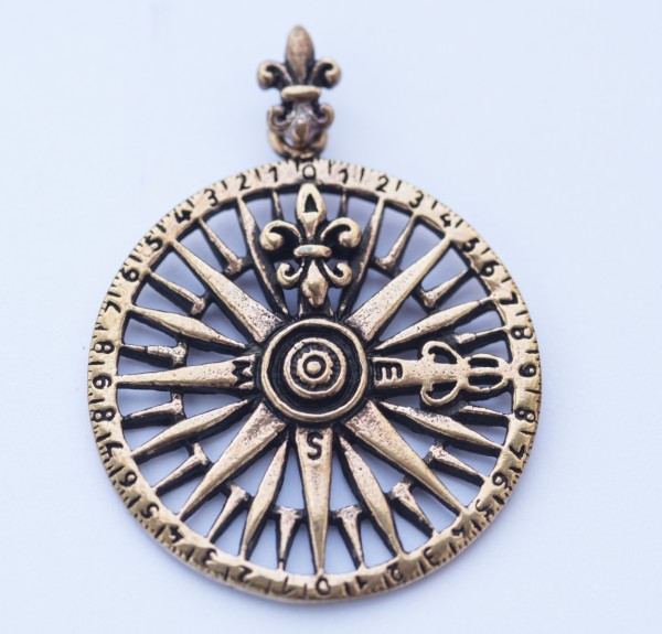 Amulett, Anhänger 'Windrose - mittelalterlicher Kompass' aus Bronze - Mittelalter, Larp, Fantasy Sch