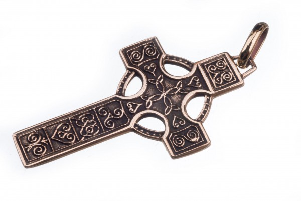 Keltisches Amulett, Anhänger 'Rian - Keltenkreuz' aus Bronze- Mittelalter, Larp, Reenactment Schmuck