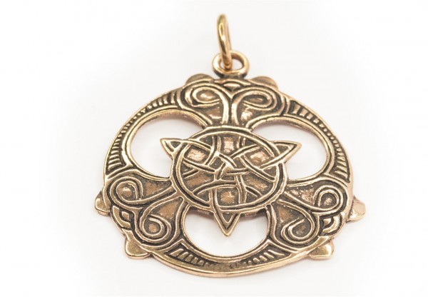 Keltisches Amulett, Anhänger 'Triade mit keltischen Mustern' aus Bronze- Mittelalter, Larp, Reenactm