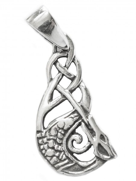 Keltisches Amulett, Anhänger 'Tynan - Keltischer Schutzdrache' aus Silber 925- Mittelalter, Larp, Re