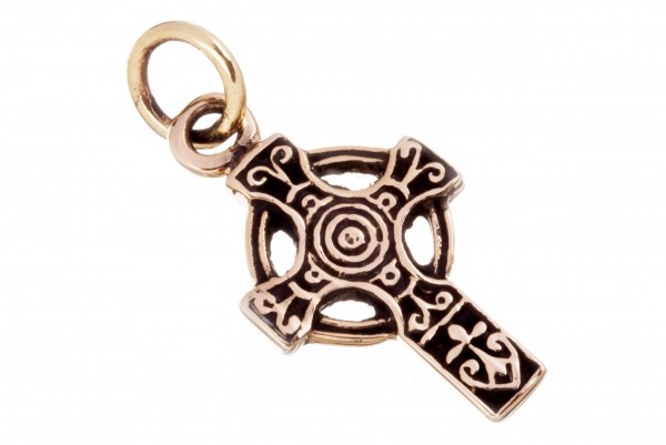 Keltisches Amulett, Anhänger 'Devy - Kleines Keltenkreuz' aus Bronze- Mittelalter, Larp, Reenactment