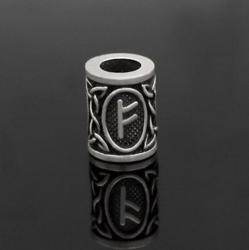 Runen-Perle "Fehu" - 6 mm Loch - Bartschmuck