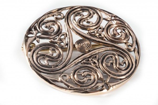 Fibel Brosche 'Celtic Triskel' aus Bronze - Mittelalter, Larp, Fantasy Schmuck