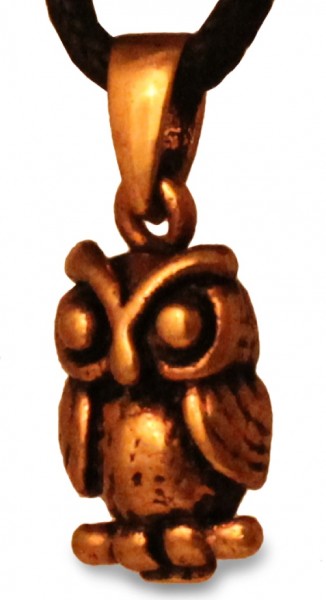 Amulett, Anhänger 'Tjara - Kleine Eule' aus Bronze - Mittelalter, Larp, Fantasy Schmuck