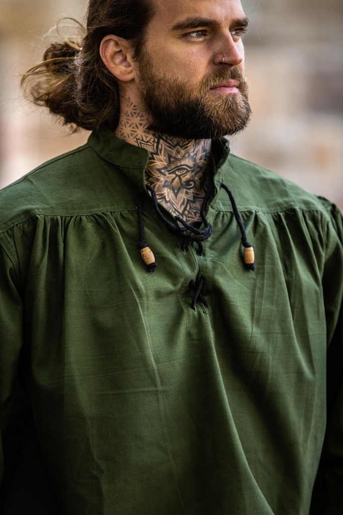 Einfaches Mittelalterhemd grün, Baumwolle Hemd