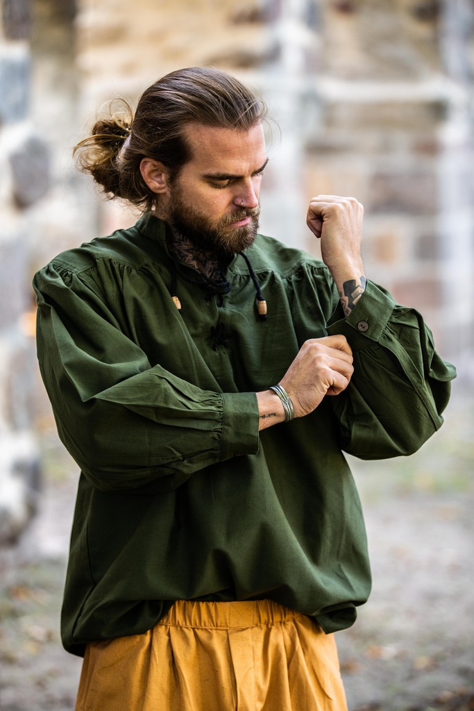 Einfaches Mittelalterhemd grün, Baumwolle Hemd