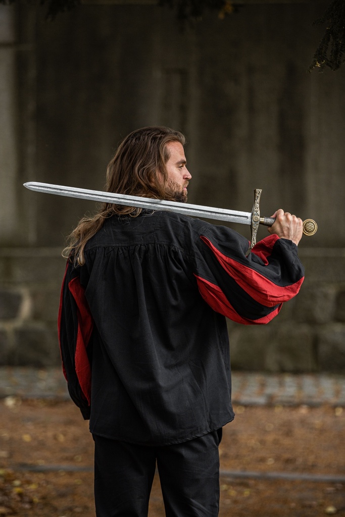 Landsknechthemd "Albert" schwarz-rot, Baumwolle