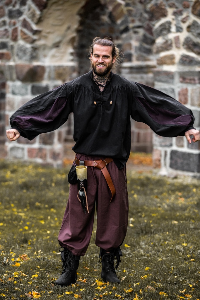 Landsknechthemd "Albert" schwarz-braun, Baumwolle