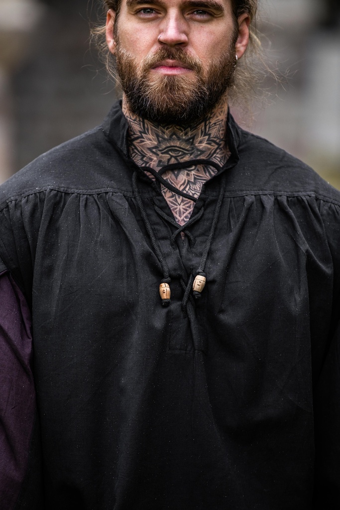 Landsknechthemd "Albert" schwarz-braun, Baumwolle