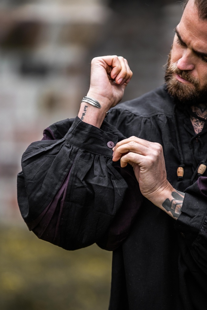 Landsknechthemd "Albert" schwarz-braun, Baumwolle