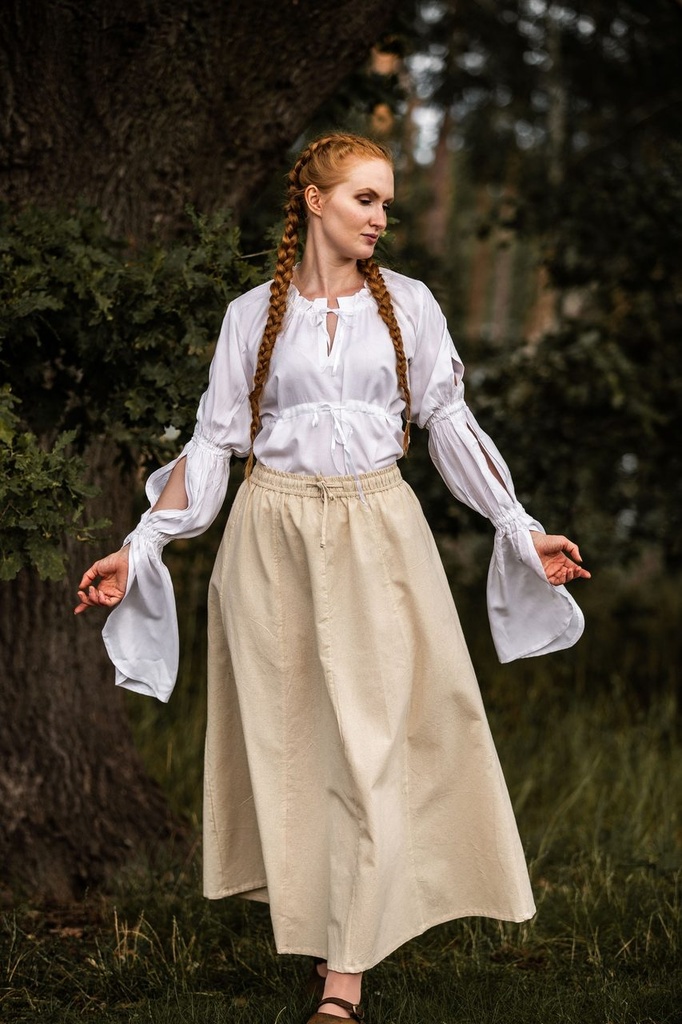 Bluse 'Victoria' mit Raffärmeln Weiß 100% Viskose
