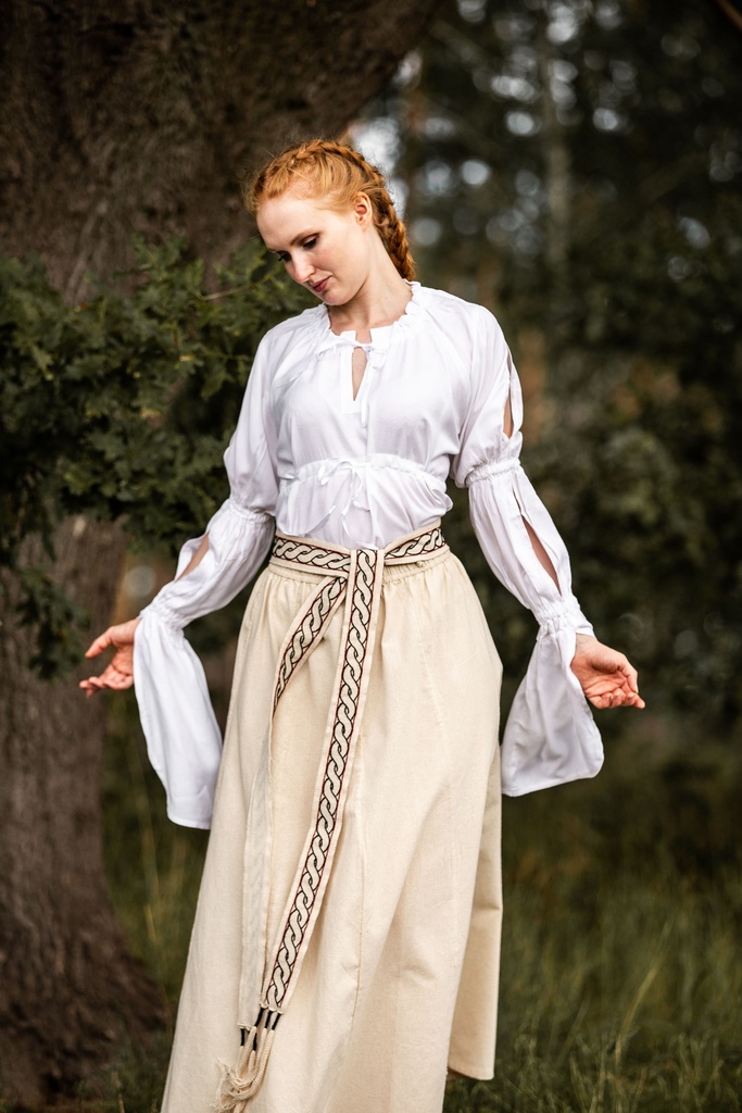 Bluse 'Victoria' mit Raffärmeln Weiß 100% Viskose