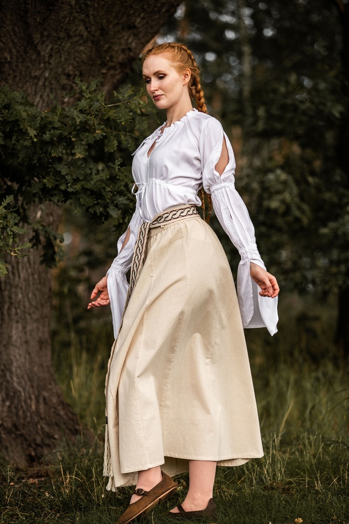 Bluse 'Victoria' mit Raffärmeln Weiß 100% Viskose