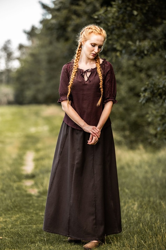 Mittelalter Kurzarmbluse "Sandra" Dunkelbraun