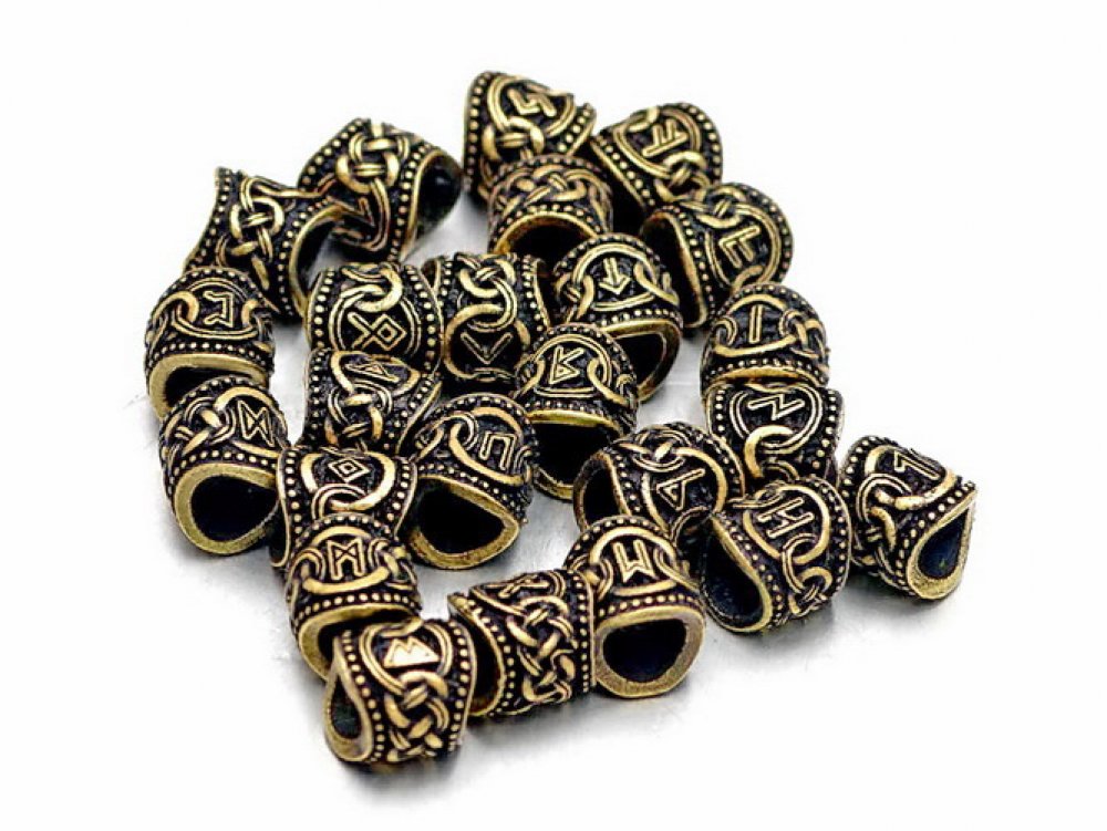 Futhark-Haarperle 'Wunjo' - 8 mm Loch 1