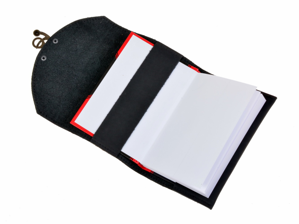 Leder-Buchhülle mit Notizbuch - klein / Haken 3