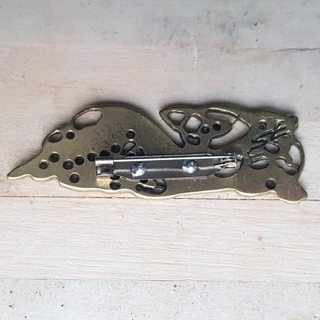 Wikinger Brosche  "keltischer Hund" , Fb:messing, Schmuck, Mitte