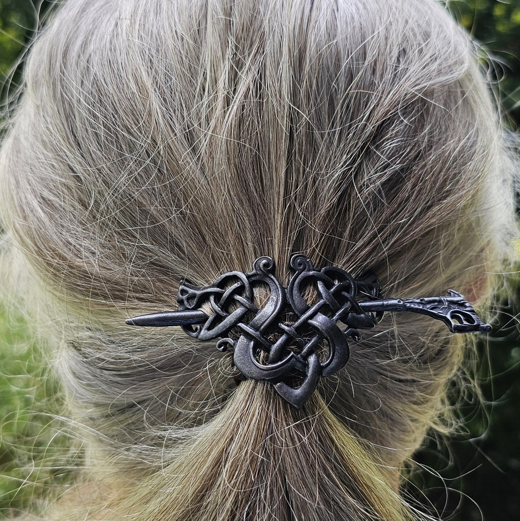 CELTIC TRIANGLE,Keltische Haarspange,Fb:schwarzeisen,Mittelalter