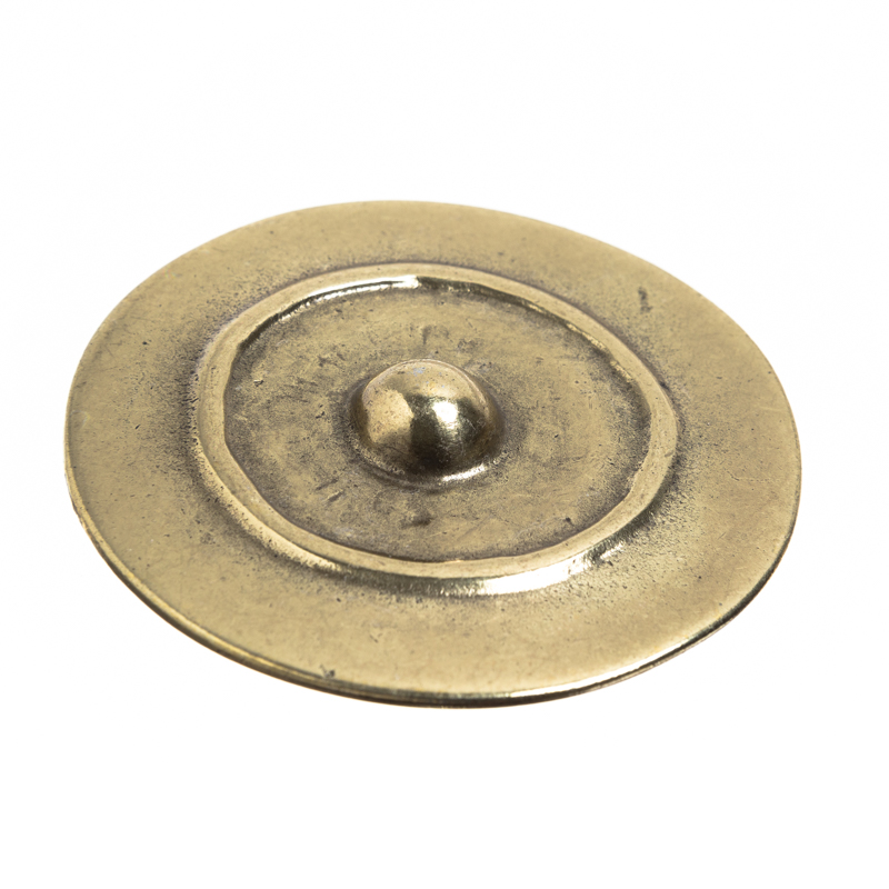 BUCKEL-Schild, 4cm, messingfarbene keltische Zierschließe, Schna