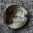 Ragnar,4cm,Mittelalter-Schließe,Fb:altmessing,Wikinger-Schild,Sc