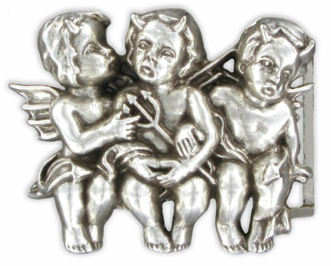 Little Devils, 4cm, silberne Fantasy-Teufelchen-Schließe, Schnal