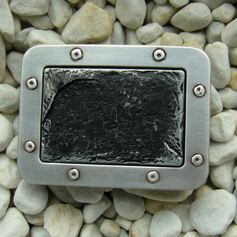 Andromeda, 4cm, silber-/schwarzfarbene Gürtelschließe, Schnalle