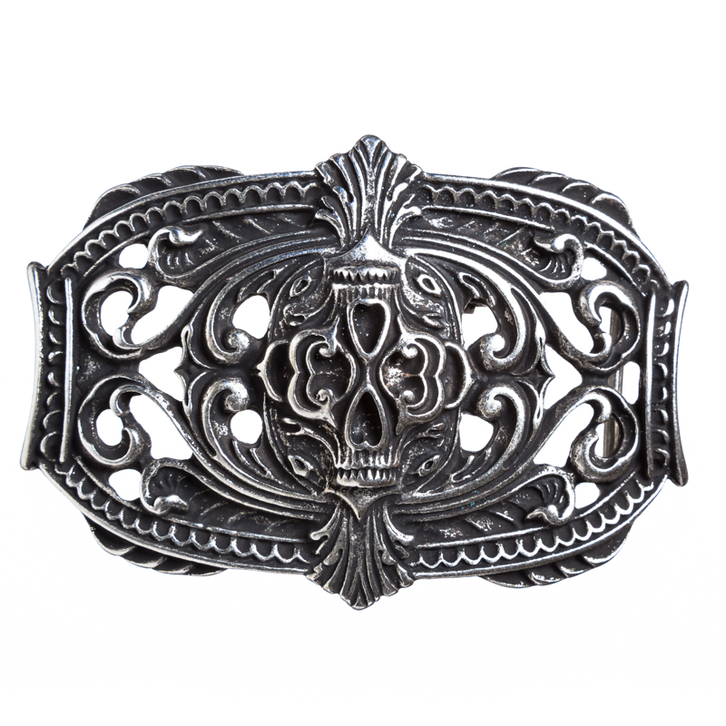 VOODOO-Skull, 4cm,silberfarbene Gürtelschließe, Schnalle