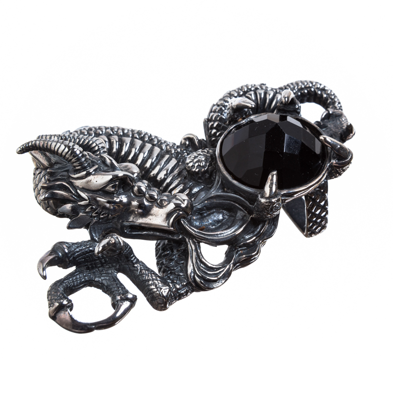 ONYX, exclusive, handgefertigte Drachen-Schließe aus Bronze, Sch