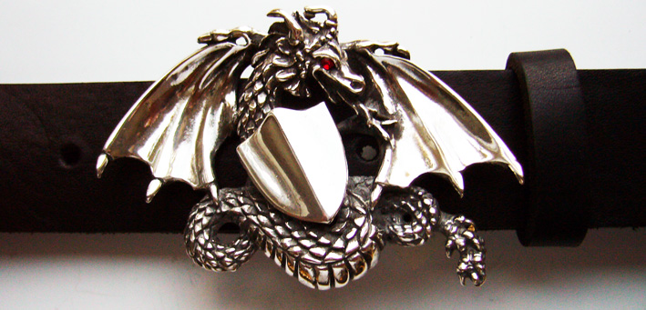 GRANAT, exclusive, handgefertigte Drachen-Schließe aus Bronze, S