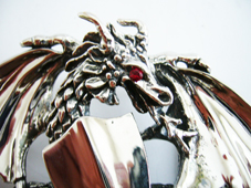 GRANAT, exclusive, handgefertigte Drachen-Schließe aus Bronze, S
