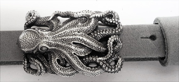 Octopussy, 2cm,silberfarbene Gürtelschließe, Schnalle