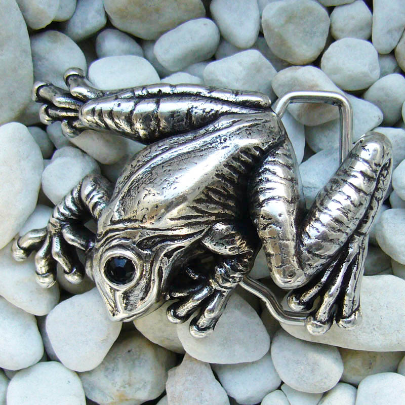 Frosch, 4cm,silberfarbene Gürtelschließe, Schnalle