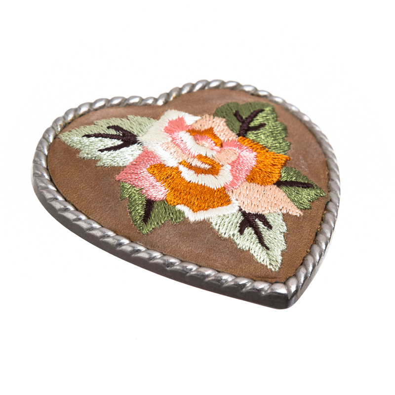 Heart Flower, 4cm, bestickte Gürtelschließe, Schnalle