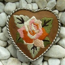 Heart Flower, 4cm, bestickte Gürtelschließe, Schnalle