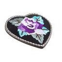 Heart Flower, 4cm, bestickte Gürtelschließe, Schnalle