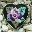 Heart Flower, 4cm, bestickte Gürtelschließe, Schnalle