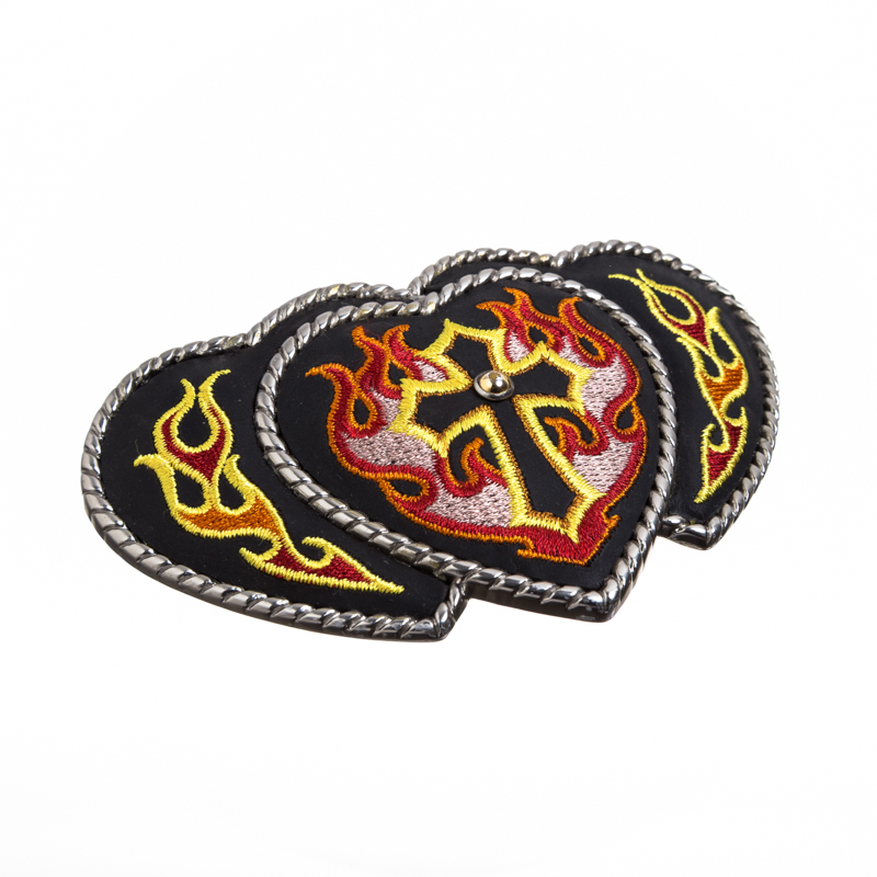 L3-Heart Cross, 4cm, bestickte Gürtelschließe, Schnalle