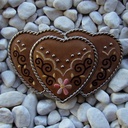 Heart Country, 4cm, hellbraune bestickte Gürtelschließe, Schnall
