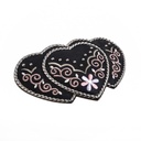 Heart Country, 4cm, schwarze bestickte Gürtelschließe, Schnalle