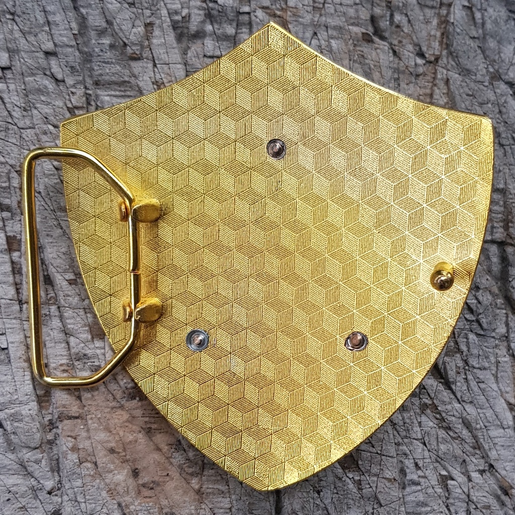 ARTUS, goldene 4cm Wappen-Schließe, schwarz Emaille, Krone,Stras