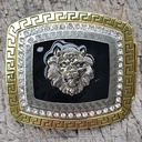 LION, silber/goldene 4cm Schließe, emailliert, Strass, Schnalle,