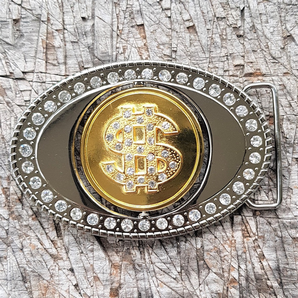 DOLLAR-SKULL, Prunk-Schließe, 4cm, Strass-Rand, Schnalle, Cospla